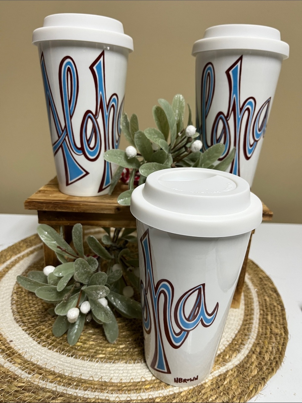 Aloha Coffee 14oz Tumbler, set of (3) in good new condition